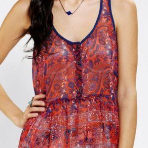 💥2/$30💥Sheer Paisley Boho Peplum Tank - like new